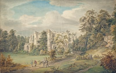 ロッシュ修道院、ヨークシャー（紙に水彩とガッシュ） 作： Paul Sandby