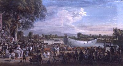 テムズ川から撤去される中国のジャンク船 作： Paul Sandby