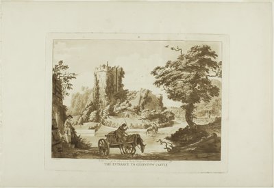 チェプストウ城の入り口、『ウェールズ十二景』より3枚目 作： Paul Sandby