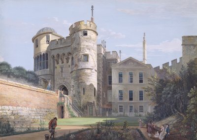 ノーマンゲートと副知事の家（紙の上のグラファイトのガッシュ） 作： Paul Sandby