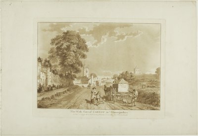 ウェールズ十二景より1枚目、グラマーシャーのカーディフ西門 作： Paul Sandby