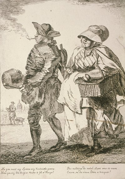 2 人のスプーン売り、ロンドンの叫び、1760 年 作： Paul Sandby