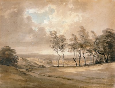 ハムステッド・ヒースの眺め（紙に水彩） 作： Paul Sandby