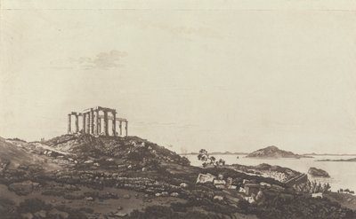 レヴァントの景色: 島を見下ろすスニヌムの丘の上の廃墟の寺院 作： Paul Sandby
