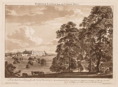 ウォリック城の眺め: ロッジヒルからのウォリック城 作： Paul Sandby