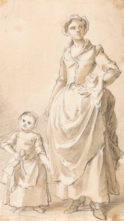 人形を持つ女性と子供 作： Paul Sandby