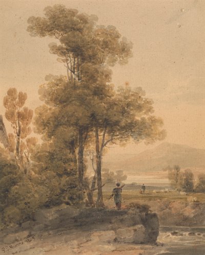人物のいる風景、クロマックウォーター 作： Paul Sandby Munn