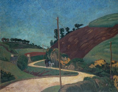 カートのある田舎の駅馬車道 作： Paul Sérusier