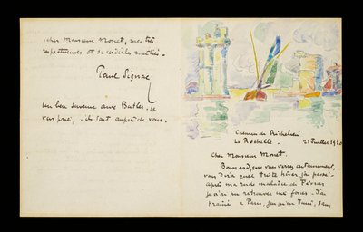 1920年7月21日、クロードモネへの直筆の手紙 作： Paul Signac