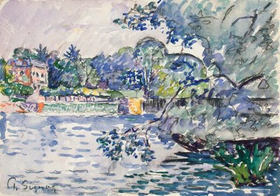 セーヌ河岸、c1900 作： Paul Signac