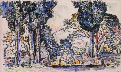 サンテ＝アン＝サントロペの糸杉 作： Paul Signac