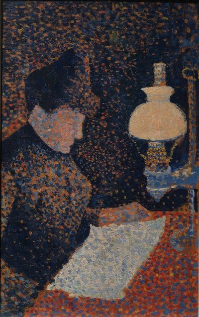 ランプの下の女性 作： Paul Signac