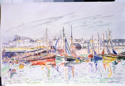 ""La Turballe"" Loire Atlantique の La Turballe の港の帆船。 水彩画 ポール シニャック (1863-1935) 1930年 プーシキン美術館、モスクワ 作： Paul Signac