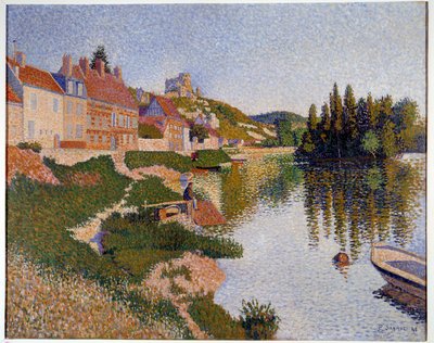 Les Andelys, the bank ポール・シニャック(1863-1935)の絵画 1886 Sun.0,65x0,81 m パリ、オルセー美術館 作： Paul Signac