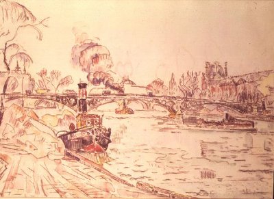 ルーブル美術館とポン・デ・ザールのあるパリ 作： Paul Signac