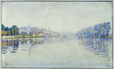 リバーサイド、セーヌ川、ハーブレー川 ポール・シニャック（1863-1935）の絵画 1889年 日。0.33x0.55 m パリ、オルセー美術館 作： Paul Signac