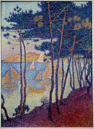 帆と松の絵 ポール・シニャック（1863-1935）1896年 個人蔵 作： Paul Signac