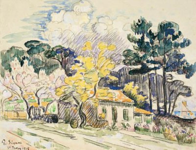 サントロペ。 小屋 （？） 作： Paul Signac