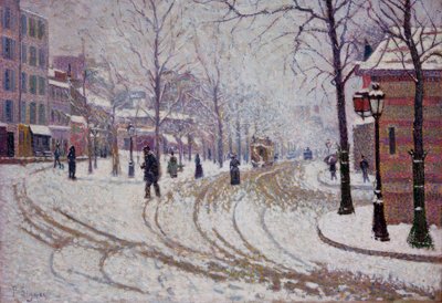 雪-パリのクリシー通り 作： Paul Signac
