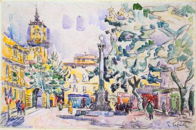 20世紀初頭、エクスアンプロヴァンスのオテルドヴィル広場 作： Paul Signac