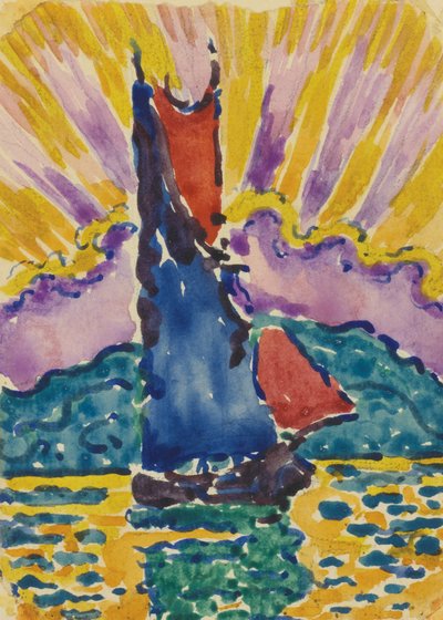 サンセットレヴァンテイル、c。 1905 作： Paul Signac
