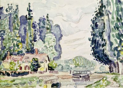 ブルーポプラーズ、1903年（紙と鉛筆） 作： Paul Signac