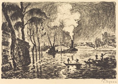 1910 年の浸水したセーヌ川 (La Seine en crue、1910 年) 作： Paul Signac