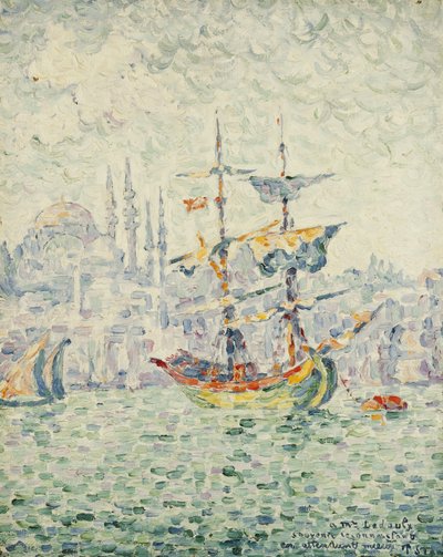 コンスタンティノープルの港;ルポートデコンスタンティノープル、1907 作： Paul Signac