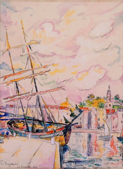 サントロペ港、1918年 作： Paul Signac