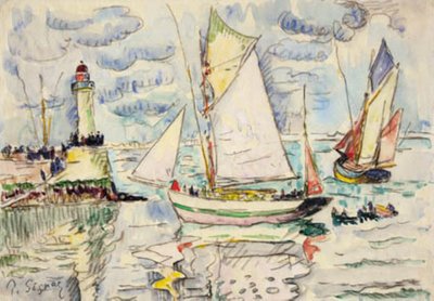 グランビル港の入り口付近にある 2 隻の漁船 作： Paul Signac