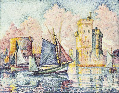 マグロのボートがラロシェルの港に入ると、 1927年、クシャントのラロシェル港に入るルトニエ 作： Paul Signac