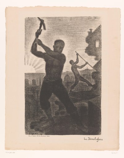 二人の男が建物を取り壊す Les demolisseurs (オブジェクトのタイトル) 作： Paul Signac