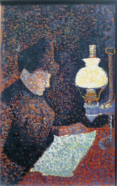 ランプの下の女 - 油彩・キャンバス 作： Paul Signac