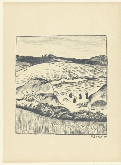 野原のある丘陵の風景 ペイジ レプルーヴ（シリーズタイトル） 作： Paul Sérusier