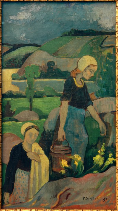 川から上がってくる若い洗濯婦 作： Paul Sérusier