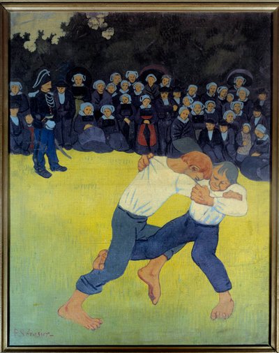 La lutte bretonne ポール・セルジエ(1863-1927)の絵画 1890 Sun.0,92x0,73 m パリ、オルセー美術館 作： Paul Sérusier