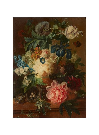 足付き壷の中の春の花の静物（キャンバスに油彩） 作： Paul Theodor van Brussel