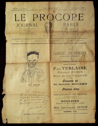 パリのカフェ「ジャーナル・デュ・プロコペ 作： Paul Verlaine
