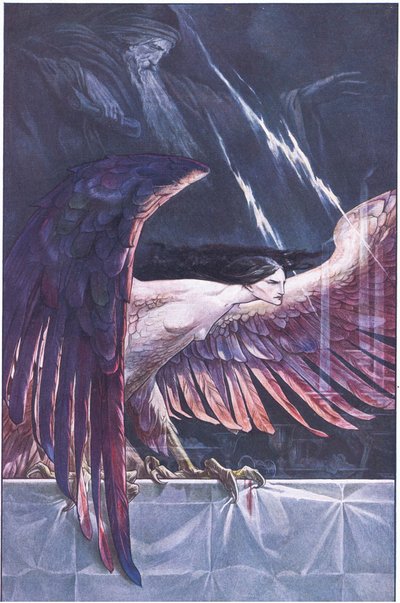 ハーピーとしてのアリエル、テンペスト、1908年のイラスト 作： Paul Vincent Woodroffe