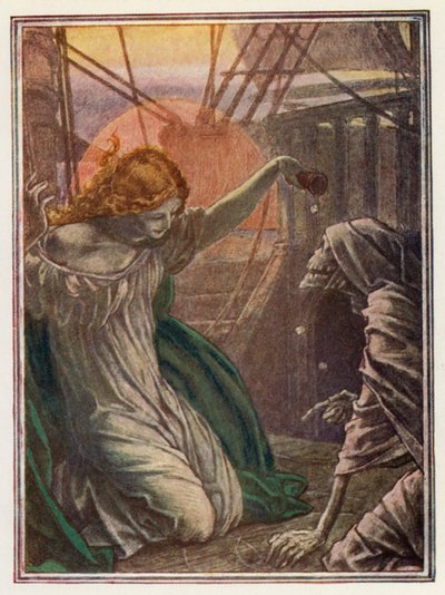 コールリッジ『太古の海人』の挿絵（カラーリトグラフ） 作： Paul Vincent Woodroffe
