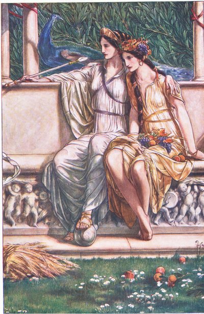 ジュノー、セレス、ニンフと死神の仮面、The Tempest、1908年のイラスト 作： Paul Vincent Woodroffe