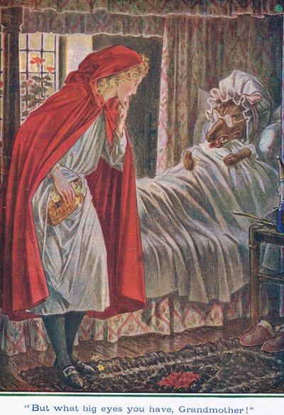 「おばあちゃんの大きな目、祖母」、赤ずきん、1925 作： Paul Vincent Woodroffe