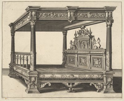 Verscheyden Schrynwerckのキャノピーベッド... [複数の大工...]、1658年。 作： Paul Vredeman de Vries