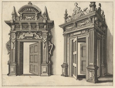 Verscheyden Schrynwerckの2つの木製ポータル... [Plusieurs Menuiseries ...]、1658。 作： Paul Vredeman de Vries
