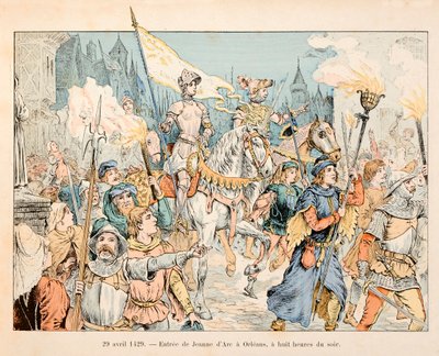 イラストはテオドール・カフ著、ポール・デ・セマン（1855-1915）絵の「ジャンヌ・ダルク」より引用。オルレアンにおけるジャンヌダルクの入城 4月29日 作： Paul de Semant