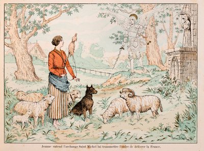 セオドア・カフ著、ポール・デ・セマン（1855-1915）絵の『ジョーン・オブ・アーク』からの引用。大天使サン・ミカエルがフランス解放の命令を下すのを聞くジョーン・オブ・アーク 作： Paul de Semant