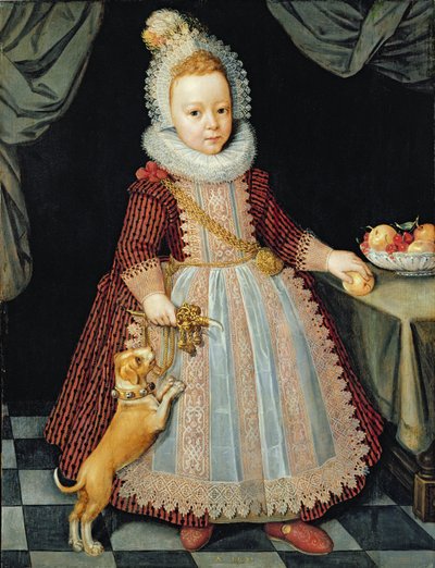 がらがらを持つ子供の肖像画 作： Paul van Somer