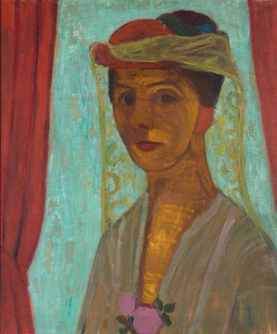 「帽子とベールの自画像」 (帽子とベールの自画像) Paula Modersohn-Becker (1876-1907) - 1906-1907 - ボール紙に油彩 Dim 89.6x79.8 cm Gemeentemuseum Den Haag (Theハーグ ) オランダ 作： Paula Modersohn Becker