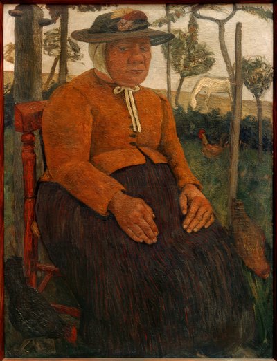 庭に座っている老婆 作： Paula Modersohn Becker