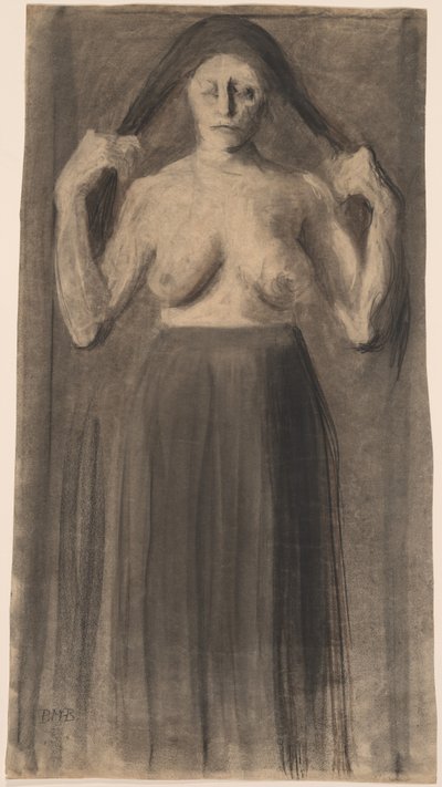 髪を分けた半裸の女性 作： Paula Modersohn Becker